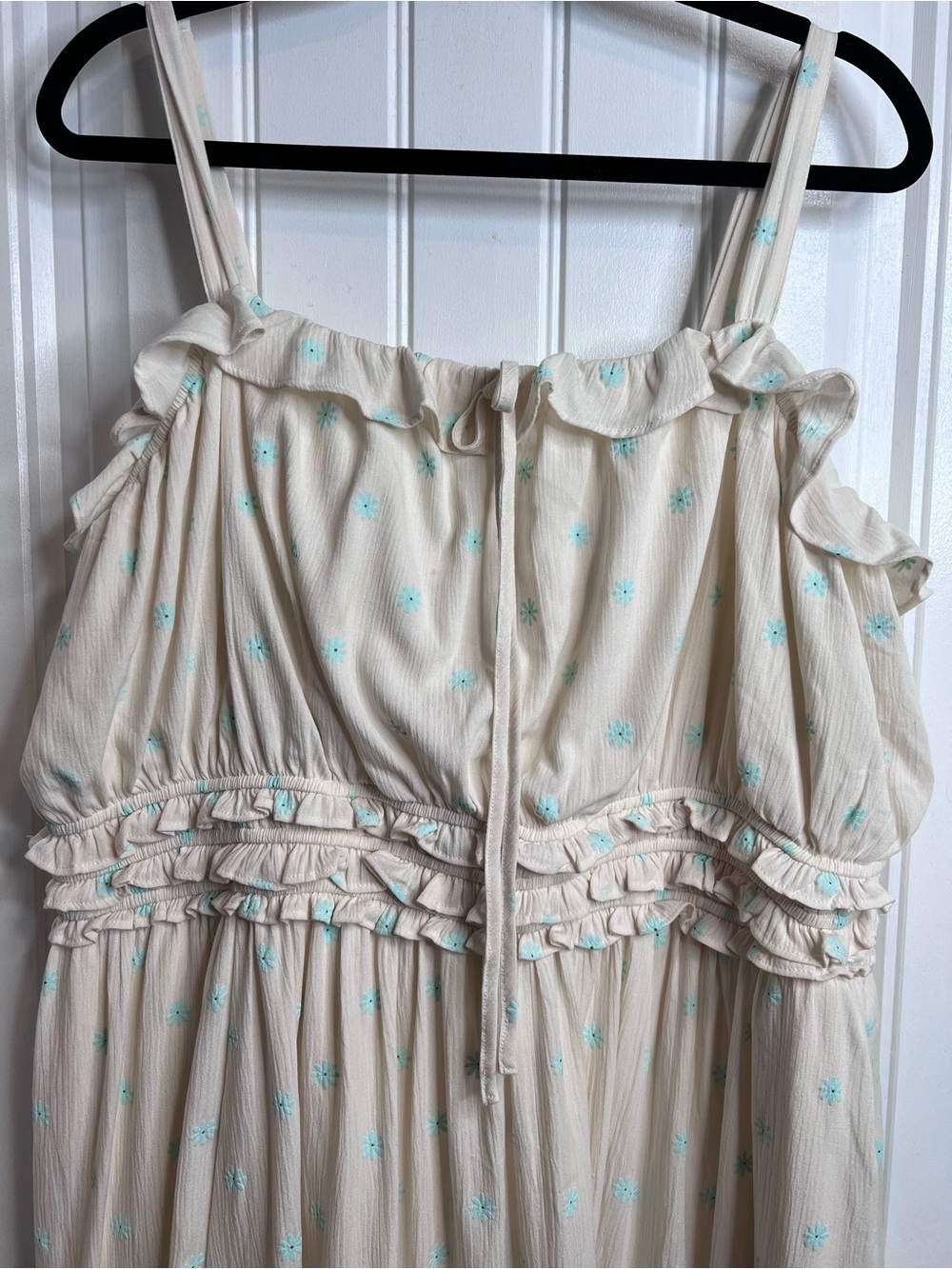 TORRID Cream Smocked Waist Midi Dress Delicate Blue Floral Print. Size 3. - Picture 6 of 16